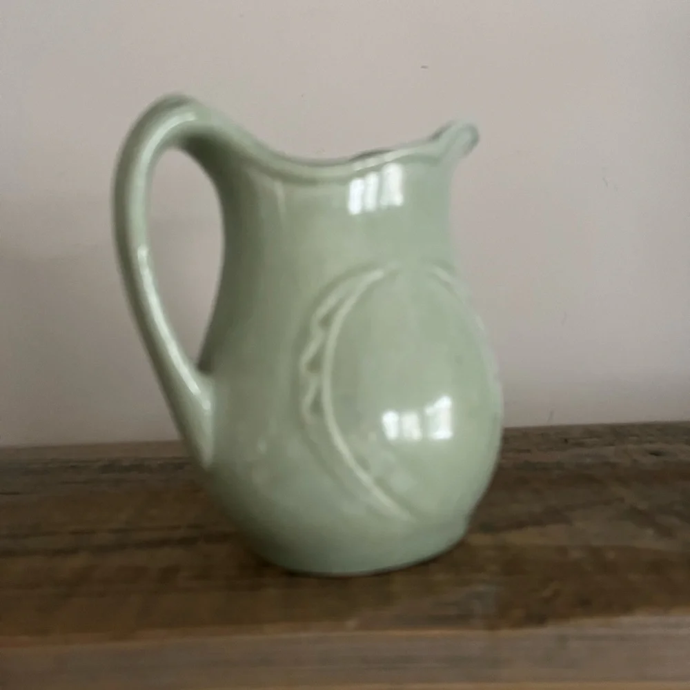 Aqua pottery pitcher or creamer